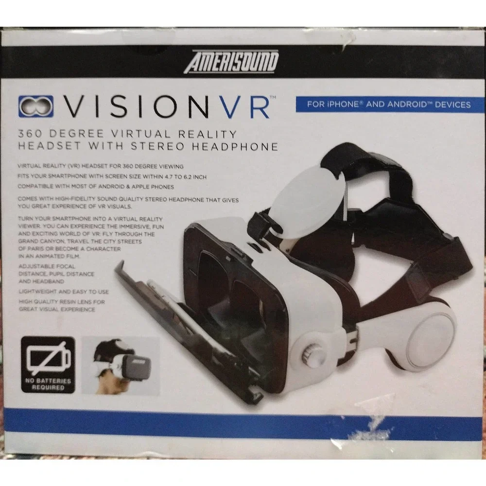 Amerisound Vision VR 360 Degree Stereo Headphones Virtual Reality Headset!